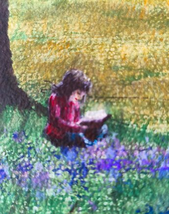 PROMOCJA! wiejski pejzaż obraz akwarela 30x42 wakacje las góry wieś zboże, kkjustpaint Karolina Kamińska