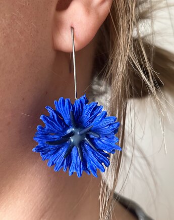 Kolczyki chabry ręcznie robione polimerowa glina, MariaPolymer