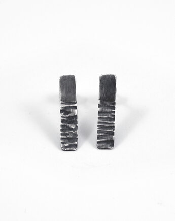 BARK Srebro - kolczyki oksydowane sztyfty paski, RA