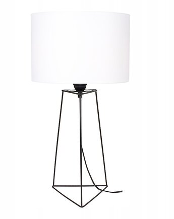 LAMPKA NOCNA STOŁOWA METAL OZDOBNA ABAŻUR Biały E27 LED DRUT LOFT, Fabryka Lamp