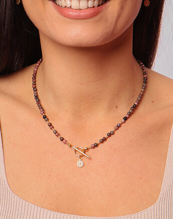 Naszyjnik rodonit toggle z zawieszką, Bring Biżuteria