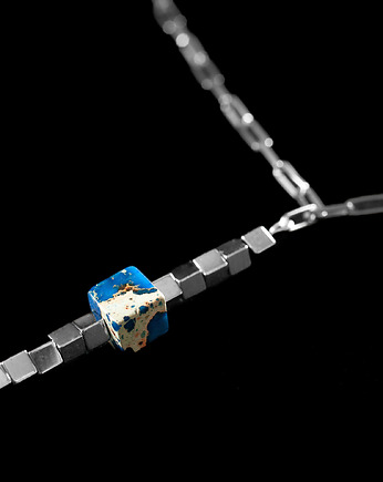 Delikatny naszyjnik z jaspisem cesarskim i hematytem. [WN12], Anillito