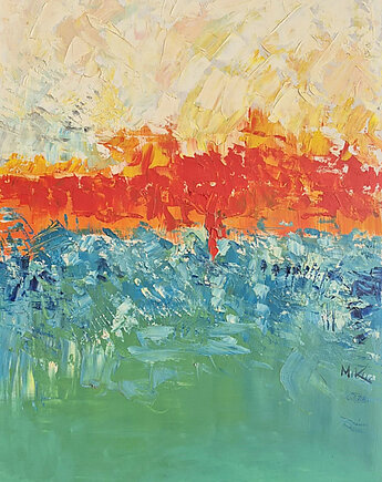 Obraz ręcznie malowany do salonu horyzont w ogniu, alice oil on canvas