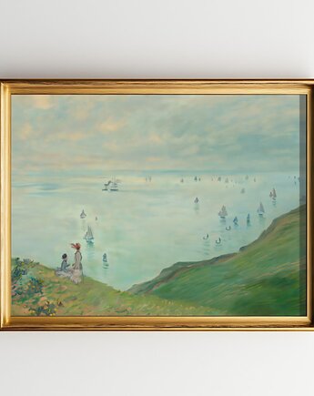 PLAKAT Monet, krajobraz morski, sztuka ścienna, klify Pourville, black dot studio