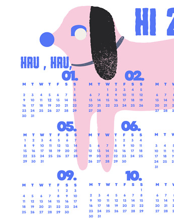 Kalendarz PIES PINKY dla dzieci, OKAZJE - Prezent na Baby shower
