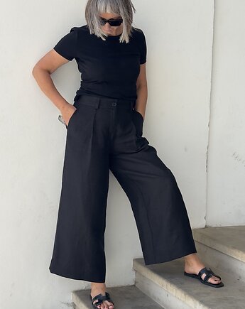 Lniane spodnie HAKAMA 100 % LEN, dudo pracownia 