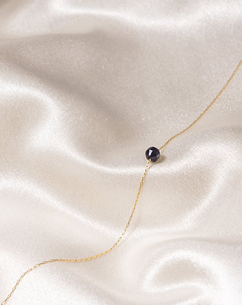 Naszyjnik delikatny łańcuszek z czarnym fasetowanym onyksem, Fox and Jewelry