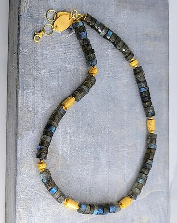 Pozłacany naszyjnik z labradorytem - premium, Studio Gazela