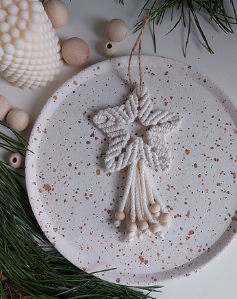 Ozdoba choinkowa gwiazdka z drewnianymi koralikami, Passatempo handmade