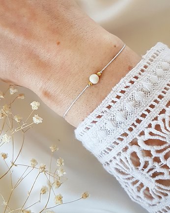 Szara bransoletka z kamieniem rzecznym, LEI handmade 