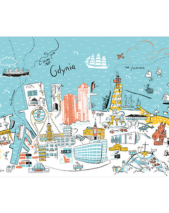 Plakat A4 Gdynia Panorama, Gliniana Kura