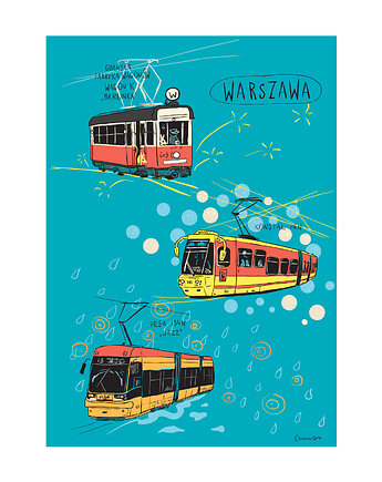 Plakat A4 Warszawa Tramwaje, Gliniana Kura