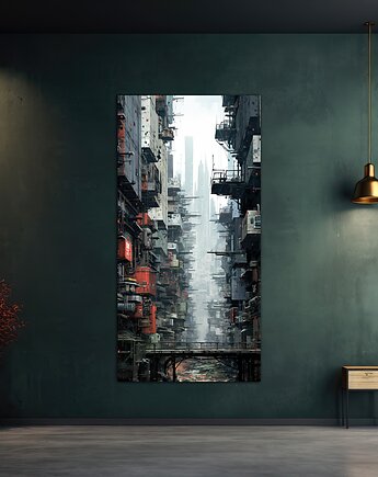 Futurystyczna Japonia, Cyberpunk - Plakat - Loft, Minimalizm, Black Sapphire Art