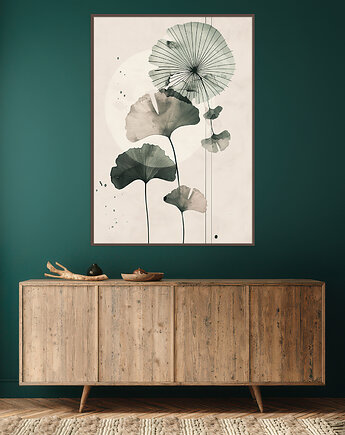 Miłorząb - Plakat, druk - Chiński Orient, Harmonia Zen, Roślinny #32, Black Sapphire Art