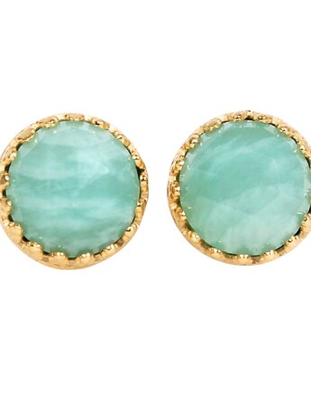 Kolczyki, pierścionek i naszyjnik Princess z amazonitami, złocone., Blooming Stones