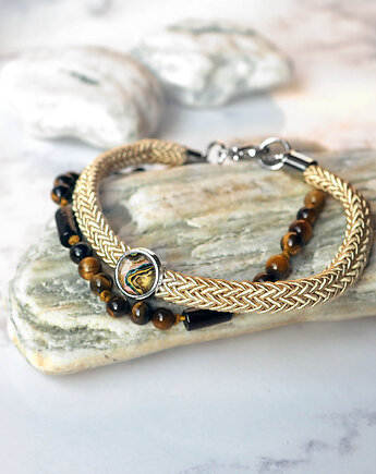 BALTIC MARBLE & TIGER EYE- podwójna bransoletka, silvella
