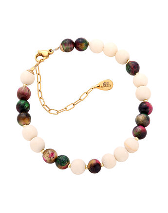 Bransoletka z kamieni naturalnych - tygrysie oko, kamień rzeczny, MYNESS