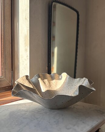 Ceramiczna Organiczna Misa na XL Rustic White Skandynawski Styl Modern Farmhouse, Maison Fragile