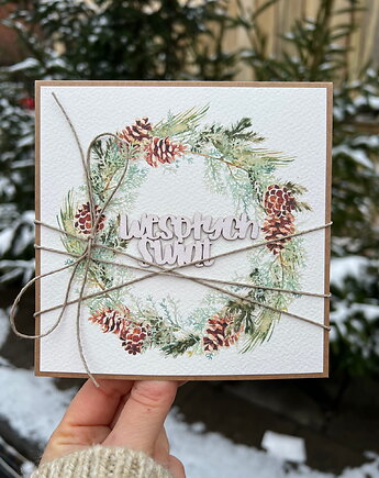 Kartka świąteczna ręcznie robiona na Boże Narodzenie Wesołych Świąt, sorte