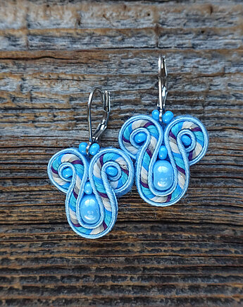 Malutkie  niebieskie kolczyki sutasz, Mró Soutache