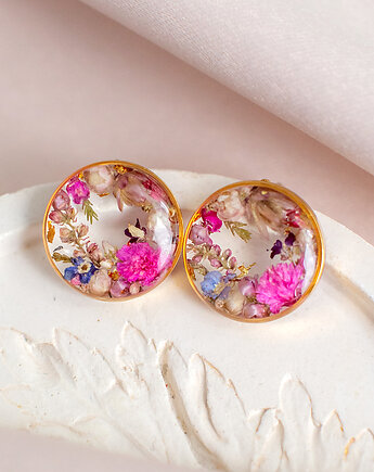 Kolczyki sztyfty z kompozycją kwiatową, nature gift