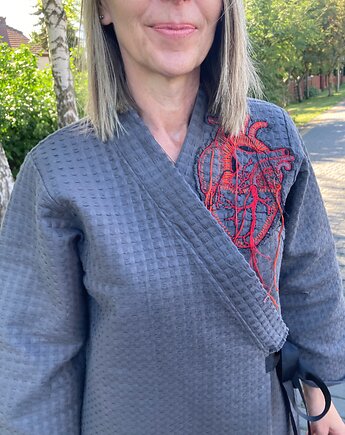 Kimono 100% bawełna haftowane serce anatomiczne., PinPin