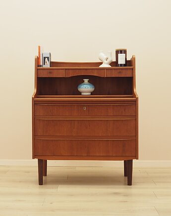 Sekretarzyk tekowy z nadbudową, Dania, lata 70., Przetwory design