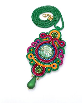 Wisiorek sutasz handmade kolorowy barwny naszyjnik Florina z ważką, Katrina Rossa