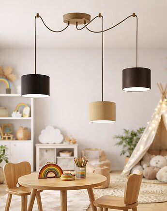 3-punktowa lampa wisząca pająk WAIKIKI W3 KIDS z kolorowymi abażurami, LYSNE