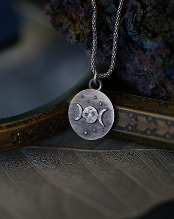 Księżyc - łańcuszkowa bransoletka z postarzanego srebra 925, Cztery Humory