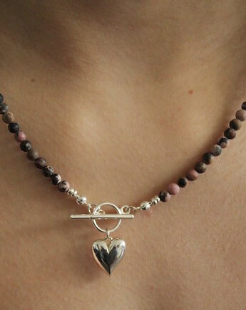 Naszyjnik Rodochrozyt i serce, fado