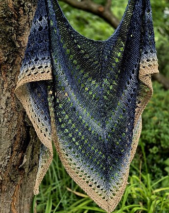 Noc na plaży / chusta z bawełny, agat handmade