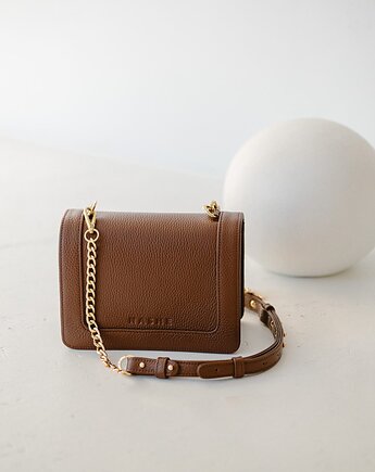 GLOW BAG - skórzana torebka - brąz orzechowy, NASHE