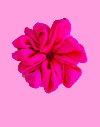 Gumka jedwabna, scrunchie, frotka neonowa fuksja MAXI, Capillum