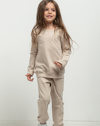 Spodnie dresowe w typie jogger dla dziecka, MMD38, jasnobeżowe, mala bajka