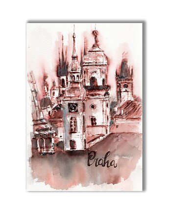 Grafika oryginalna " Praga" ręcznie malowana, Galeria Alma
