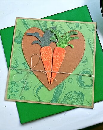 Marchewkowa kartka ślubna, miłosna :: kartka uniwersalna, kaktusia
