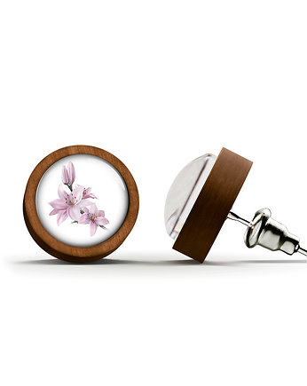 Kolczyki drewniane - Lilia - sztyfty, yenoo