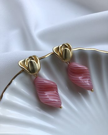 Kolczyki z mosiądzu i szkła Tulipany, MaLa Jewellery