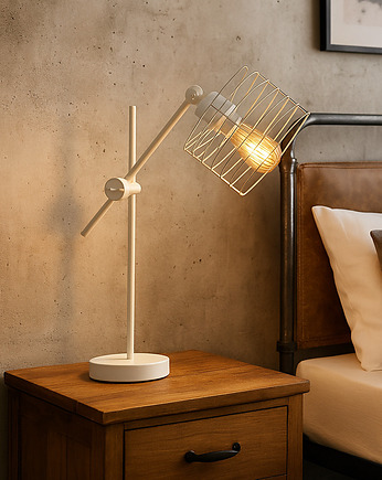 Biała regulowana lampka nocna  do czytania w sypialni NEAPOL LOFT, lampy loftowe LYSNE LOFT