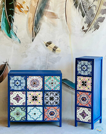 Komoda, szafka kolorowa, styl boho, meble artystyczne, unikat, art., Monique Art