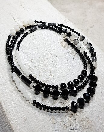 Czarno-biały długi sznur korali kors2, JanArt