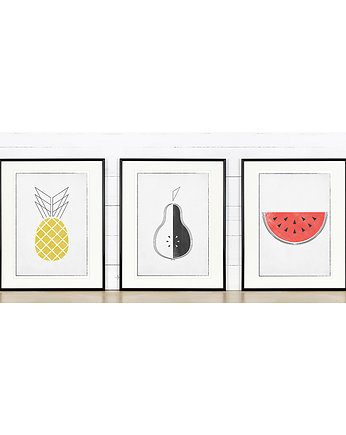 Plakaty do kuchni, ananas, gruszka, arbuz, owoce, Galeria EMU