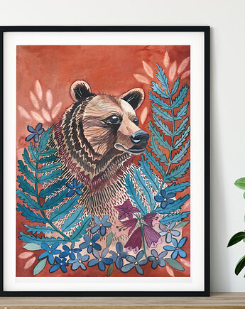 Bear ilustracja drukowana, muamua design