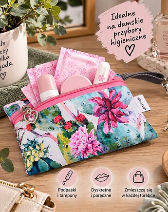 Etui do torebki etui na przybory higieniczne damskie etui kwiaty kaktusy, Uszyciuch