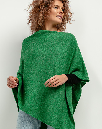 Ponczo z dzianiny swetrowej, T419, one size, szmaragd, TESSITA