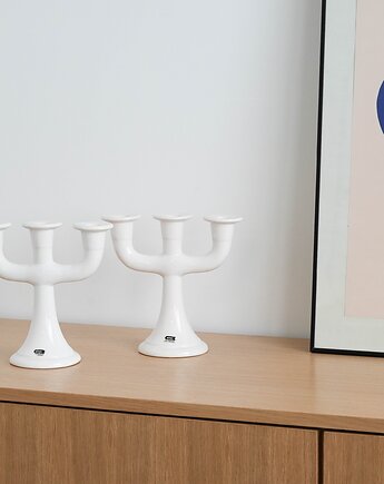 Świecznik ceramiczny, szwedzki design, lata 70, produkcja: Guldkroken Hjo, Przetwory design