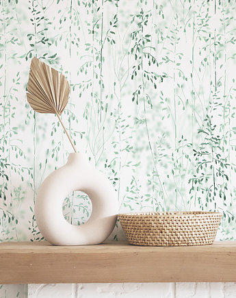Tapeta Coastal Greens. CG01. Akwarelowa Zielona. Trawy, Patternosophy
