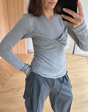 Jedwabisty longsleeve Catch me soft light grey, Patchouli