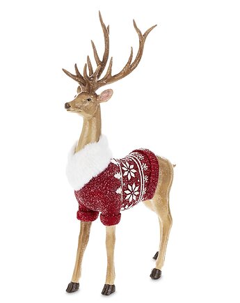 Figurka jeleń w czerwonym sweterku 47,5x26x9 cm, MIA home